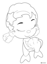 Molly Bubble Guppy sleeping with fish and starfish coloring page