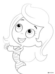 Molly Bubble Guppy smiling and looking up coloring page