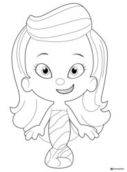 Molly Bubble Guppy smiling coloring page