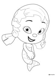 Molly Bubble Guppy with starfish in hair coloring page