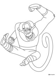 Monkey in mid air pose coloring sheet