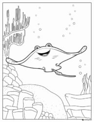 Mr. Ray Coloring Page with coral