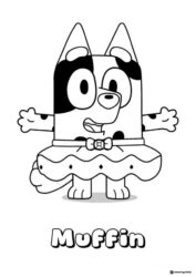 Muffin Coloring Page in a Dress with Arms Outstretched