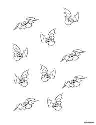Multiple happy bat Coloring Page with wings spread