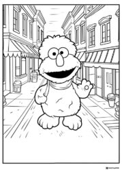 Murray Monster Coloring Page on a city street