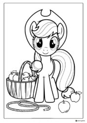 My Little Pony Applejack with apple basket and lasso coloring