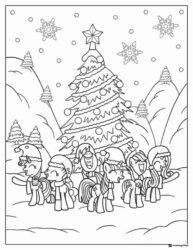 My Little Pony Christmas tree and characters coloring