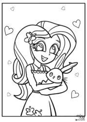 My Little Pony Equestria Girls Fluttershy holding bunny coloring