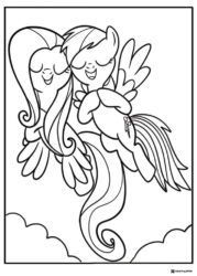 My Little Pony Fluttershy and Rainbow Dash flying coloring