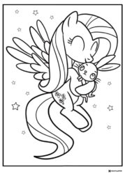 My Little Pony Fluttershy hugging bunny coloring