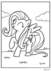 My Little Pony Fluttershy in a field coloring page