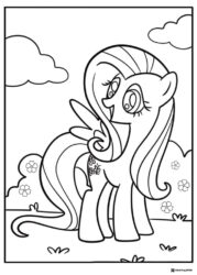 My Little Pony Fluttershy in a field of flowers coloring