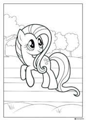 My Little Pony Fluttershy in field coloring page