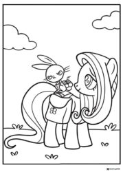 My Little Pony Fluttershy with an angry bunny coloring