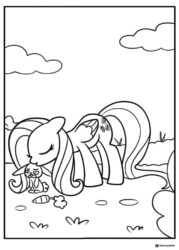 My Little Pony Fluttershy with bunny and birds coloring