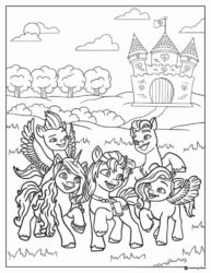 My Little Pony Movie characters at castle coloring