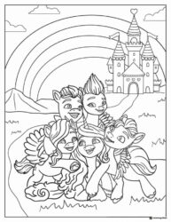 My Little Pony Movie characters at castle coloring page