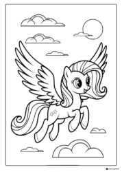 My Little Pony Pegasus flying with clouds coloring