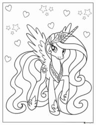 My Little Pony Princess Celestia with hearts and stars coloring
