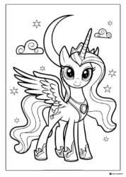 My Little Pony Princess Luna with moon and stars coloring