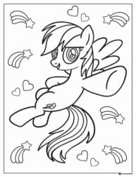 My Little Pony Rainbow Dash flying with stars coloring