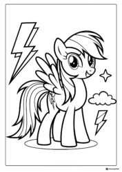 My Little Pony Rainbow Dash with lightning bolts coloring page