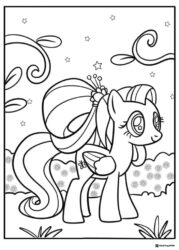 My Little Pony Rarity in garden coloring sheet