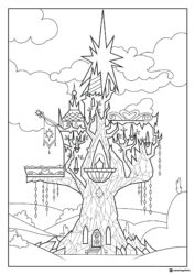 My Little Pony Tree of Harmony with clouds coloring page