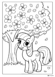 My Little Pony Twilight Sparkle under a cherry blossom tree coloring