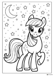 My Little Pony at night with stars and moon coloring