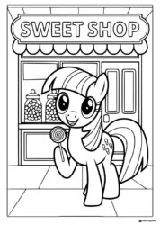 My Little Pony at sweet shop with lollipop coloring