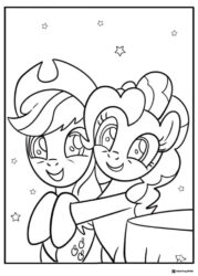 My Little Pony characters hugging with stars coloring