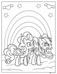 My Little Pony characters painting a rainbow coloring