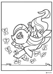 My Little Pony flying with many butterflies coloring
