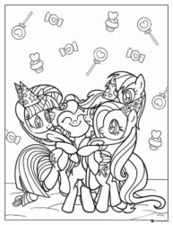 My Little Pony friends at a party coloring page