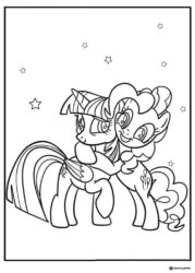 My Little Pony friends hugging with stars coloring