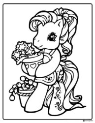 My Little Pony holding potted plants coloring page