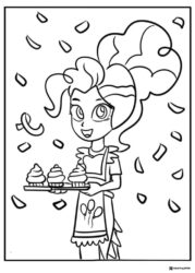 My Little Pony human holding cupcakes coloring page