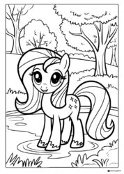 My Little Pony in a forest clearing coloring