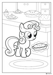 My Little Pony in bakery with pies coloring