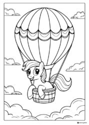 My Little Pony in hot air balloon coloring page