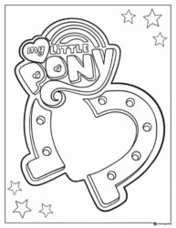 My Little Pony logo on horseshoe with stars coloring