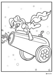 My Little Pony on a cannon with confetti coloring