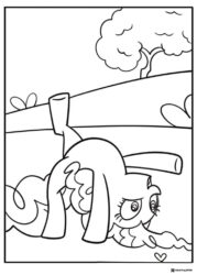 My Little Pony on hands and knees outdoors coloring