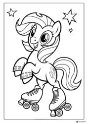 My Little Pony on roller skates with stars coloring