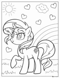 My Little Pony pony with rainbow and sun coloring page