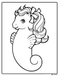 My Little Pony seahorse with bow coloring sheet