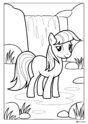 My Little Pony standing by a waterfall coloring page