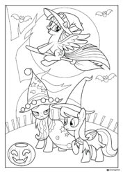 My Little Pony witches and bats Halloween coloring