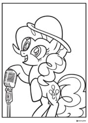 My Little Pony with a microphone and hat coloring
